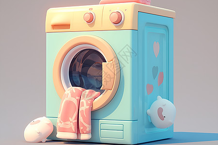 卡通洗衣机里的毛巾图片