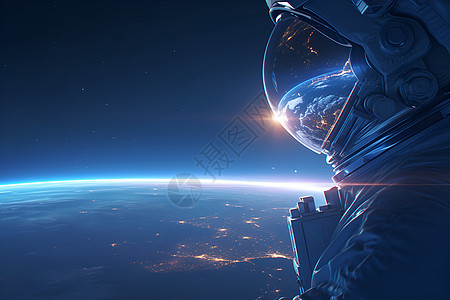 宇航员注视着地球图片