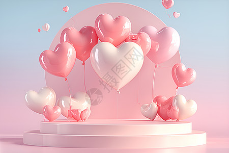 浪漫心形气球背景图片