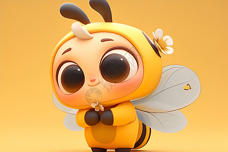蜜蜂在黄色背景中图片