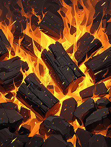 热烈燃烧的煤炭图片