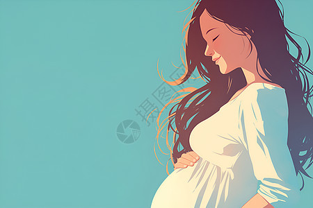 怀孕妇女的柔和微笑图片