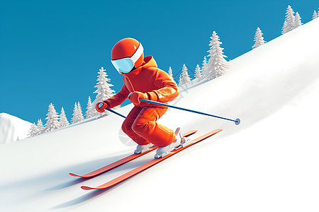 滑雪高手滑下山坡图片