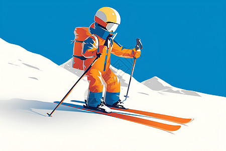 滑雪者自信滑行图片