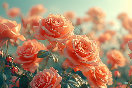 绽放在阳光里的粉色玫瑰图片