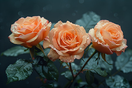 玫瑰花上的露水图片