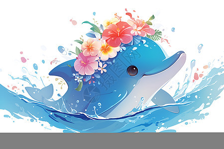 萌萌的的蓝色海豚图片
