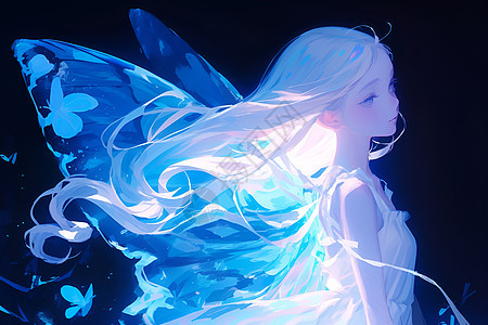 仙女蓝色翅膀图片