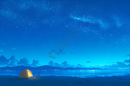 星空下的沙滩帐篷图片