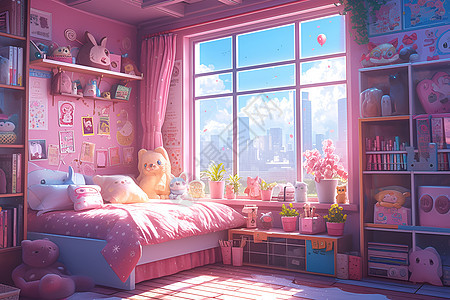 粉色少女卧室图片