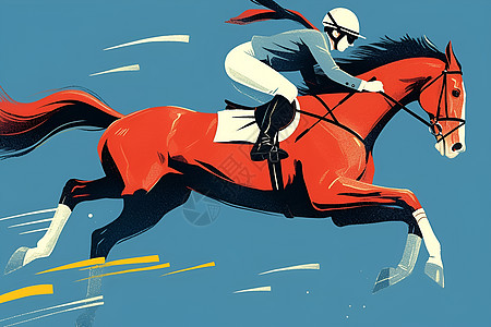 马和骑手在赛道上奔跑图片