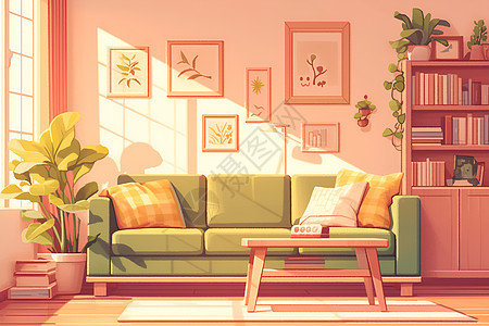 绿意沁心的客厅沙发图片