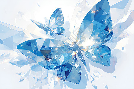晶莹的蓝色水晶蝴蝶图片