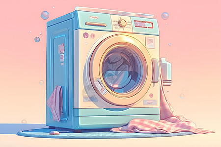 蓝色的洗衣机图片
