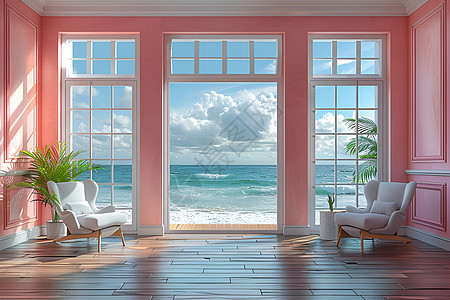 海景别墅的客厅图片