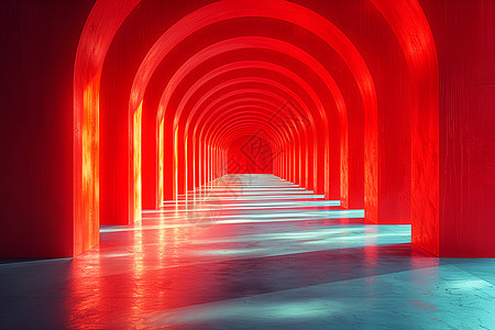红色拱门隧道图片