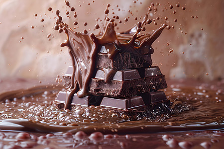 水花四溅的巧克力酱图片