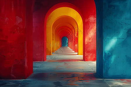 彩色拱门隧道图片