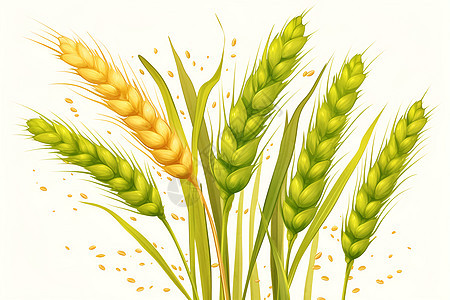 小麦谷物的卡通插画图片