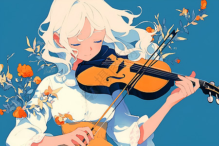 演奏小提琴的女孩图片
