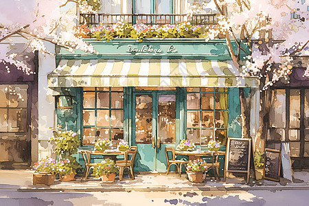 绘画的咖啡馆图片