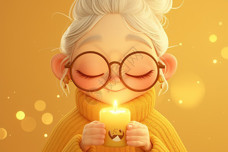 拿着蜡烛的老奶奶图片