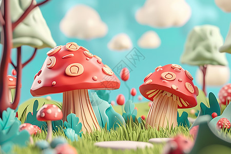 卡通的小蘑菇图片