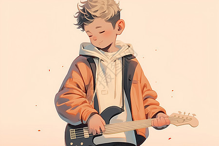 弹奏吉他的少年图片