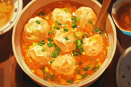 葱花饺子汤图片
