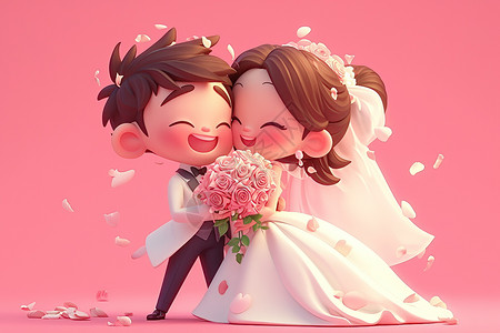 新郎和新娘的花束图片