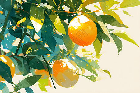 橙果挂在枝头图片