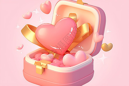 粉色爱心宝盒图片