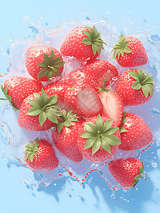 水滴在鲜红的草莓上图片