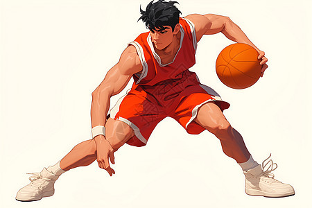 篮球高手穿着红衣白鞋图片