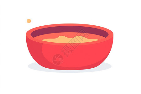 红色碗里的食物图片