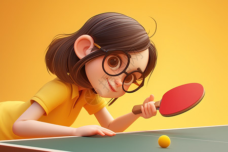 女孩在打乒乓球图片
