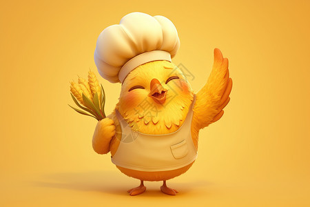 笑容满面的卡通厨师鸡图片