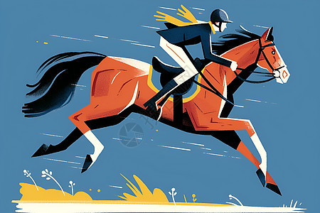 马匹奔跑的插画图片