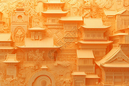 中国建筑立体纸雕艺术品图片
