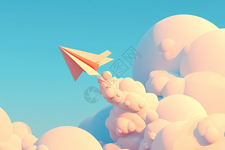 云端漂浮的纸飞机图片