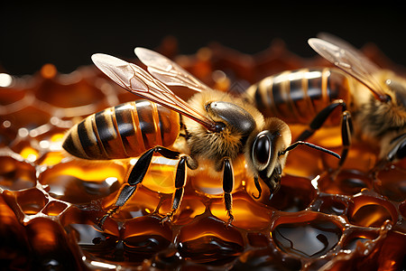 可口蜂蜜上的蜜蜂图片