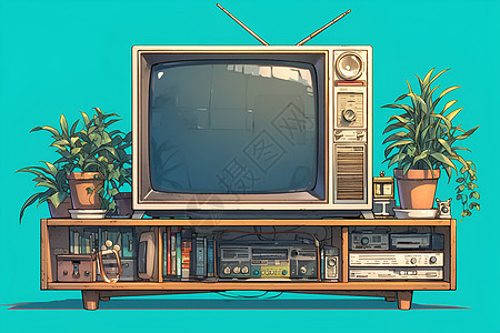 怀旧的复古电视机图片