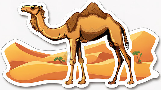 背景中的骆驼贴纸图片