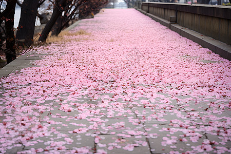 樱花盛开的街道上图片
