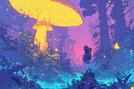奇幻森林中的蘑菇图片