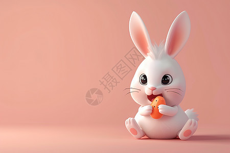 可爱白兔拿着胡萝卜图片