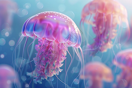梦幻海洋中舞动的神奇水母图片