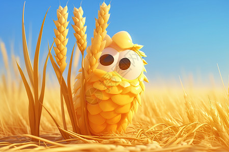 麦田中的玉米玩偶图片
