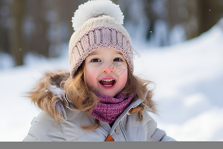 雪地里玩耍的快乐女孩图片