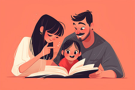 一家人在读书图片